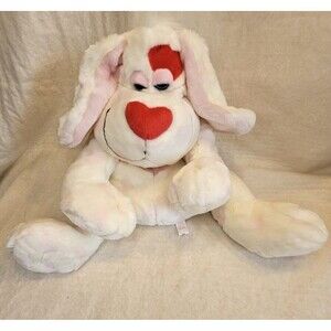 Large Dog Stuffed Animal Plush White Red Pink Valentine's Day With Tag, Slouchy